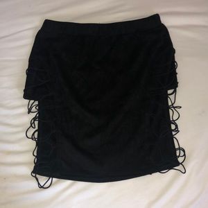 Pencil skirt with lace up slits on side